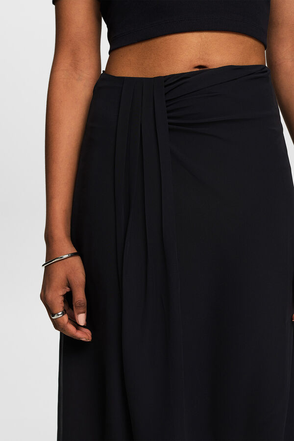 Cortefiel Plain colour draped A-line midi skirt Black
