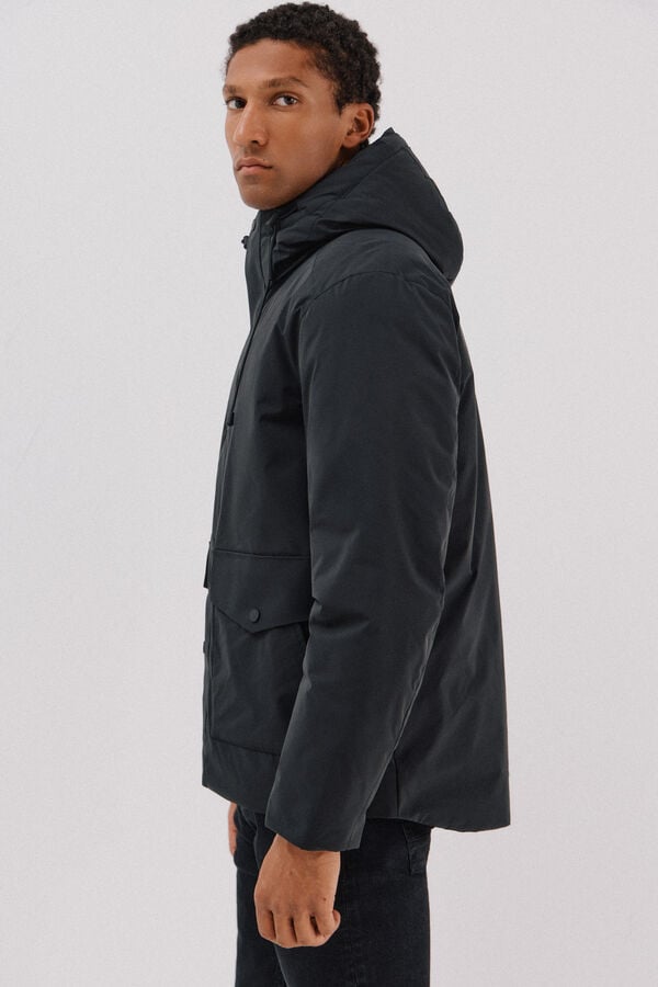 Cortefiel Hooded parka Black