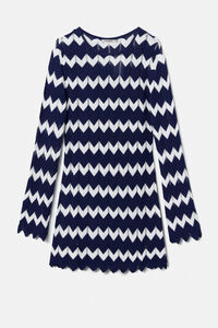 Cortefiel Herringbone knit dress  Printed blue