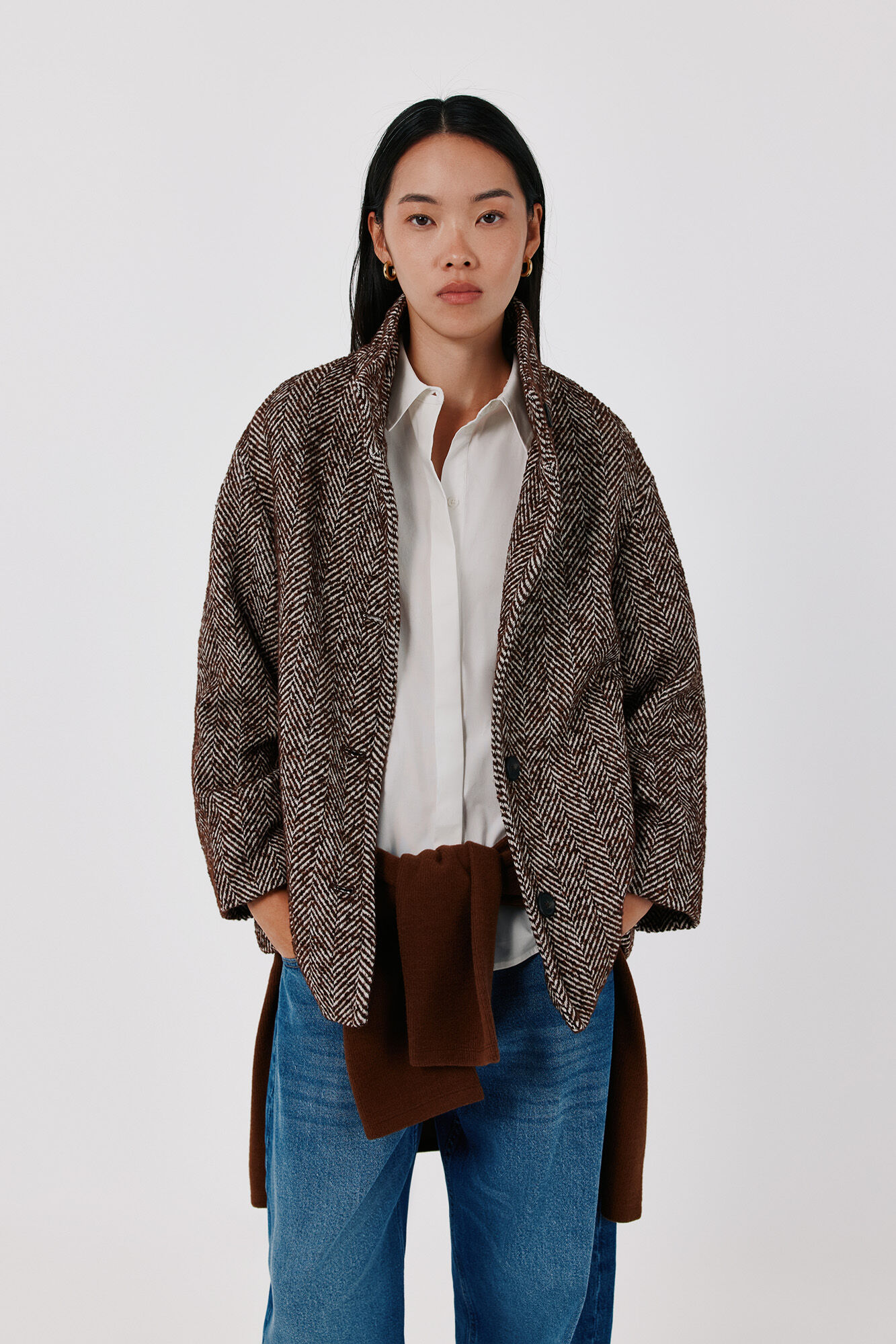 Cortefiel Short funnel neck coat