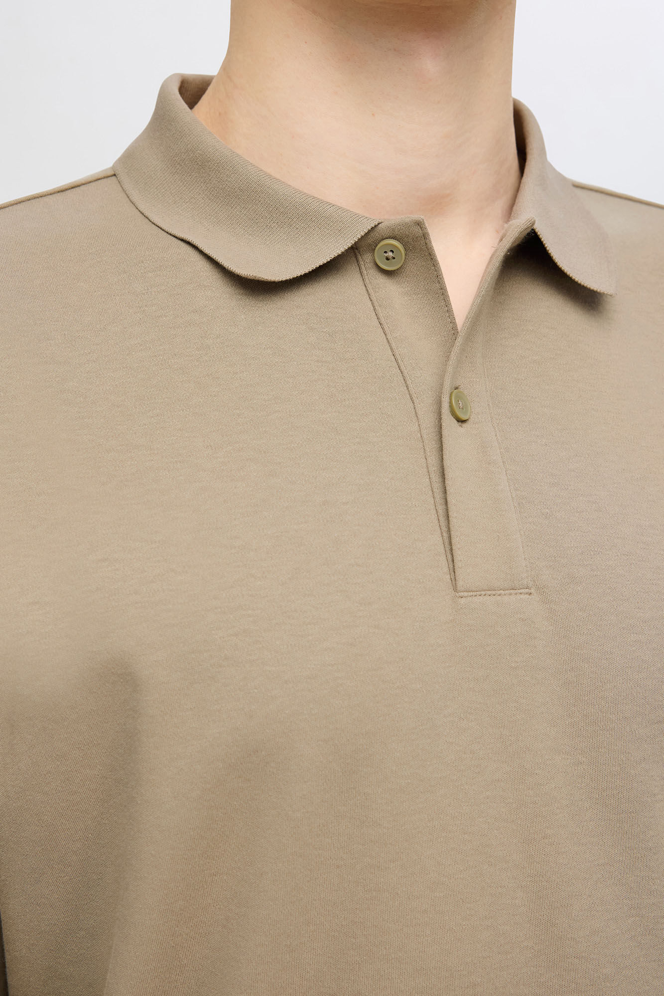 Selected Long-sleeved recycled cotton polo shirt. 