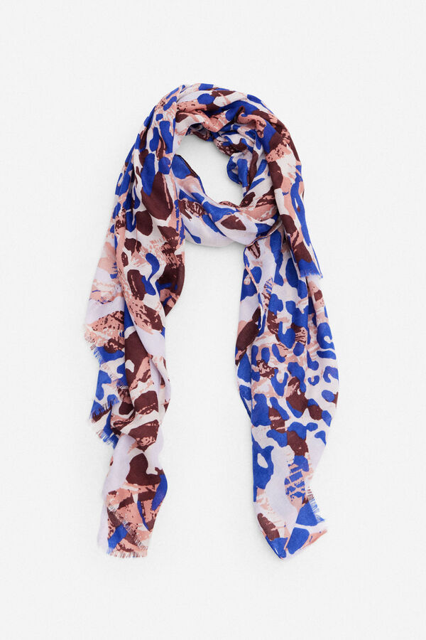 Cortefiel Multicoloured print scarf Printed blue