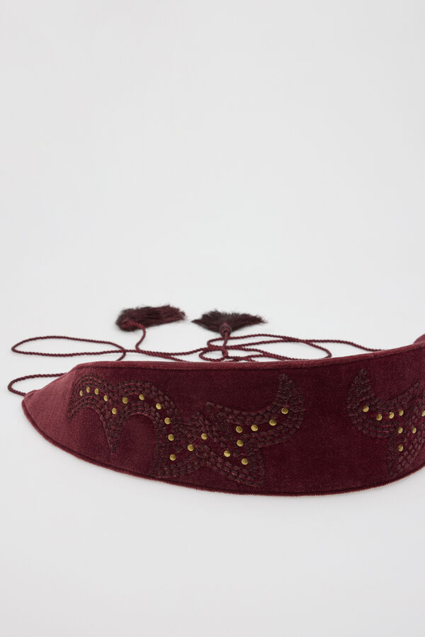 Cortefiel Studded sash belt Maroon