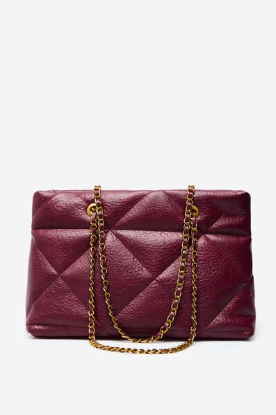 Cortefiel Quilted chains shopper bag Maroon