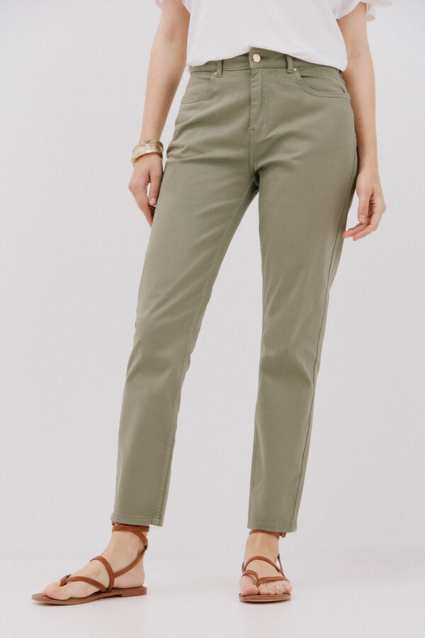 Cortefiel  colored cropped skinny trousers Kaki