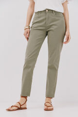 Cortefiel colored cropped skinny trousers Kaki