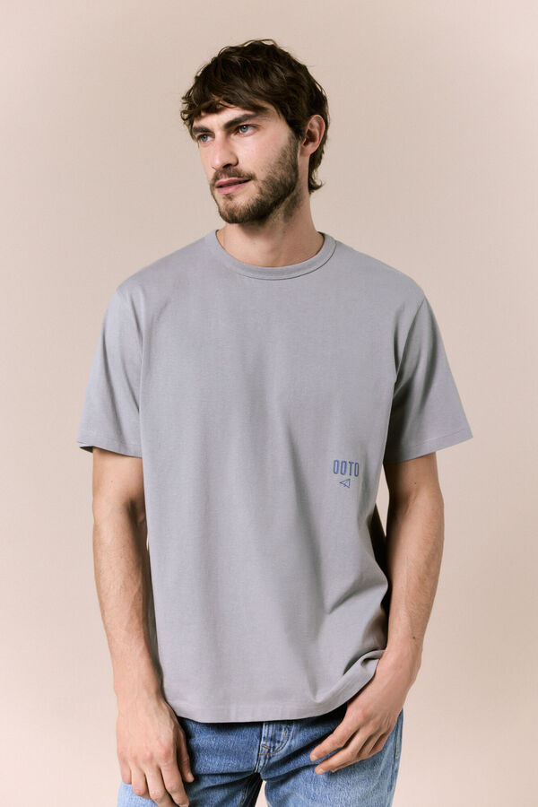 OOTO T-shirt lavada com logo Cinzento