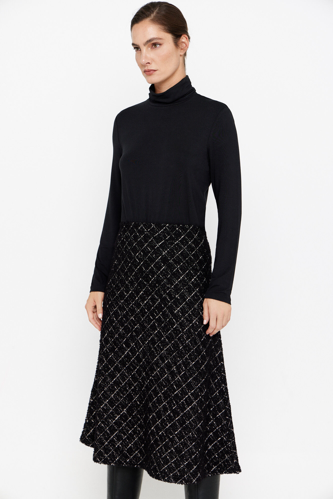 Jersey knit tweed skirt Women s skirts Cortefiel