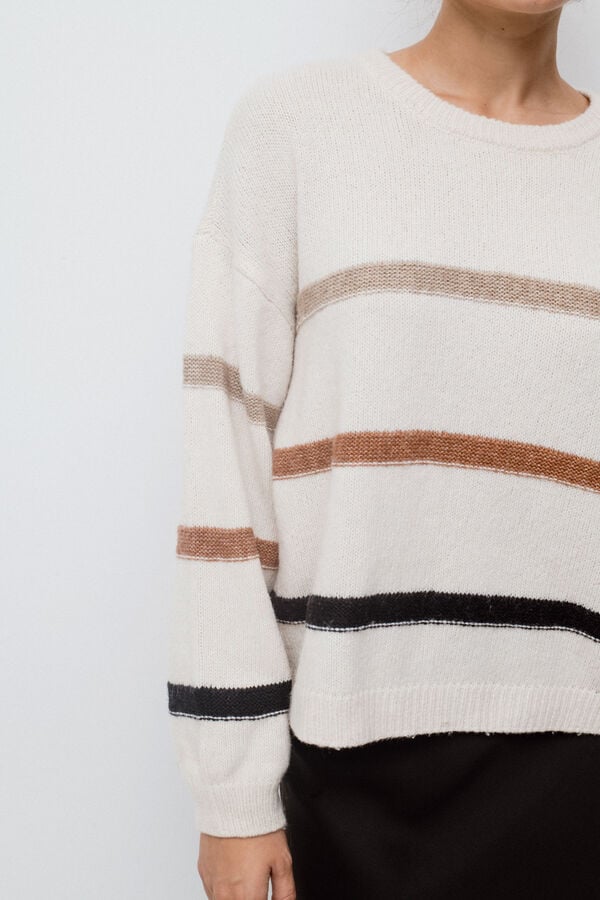 Cortefiel Striped knit jumper Grey