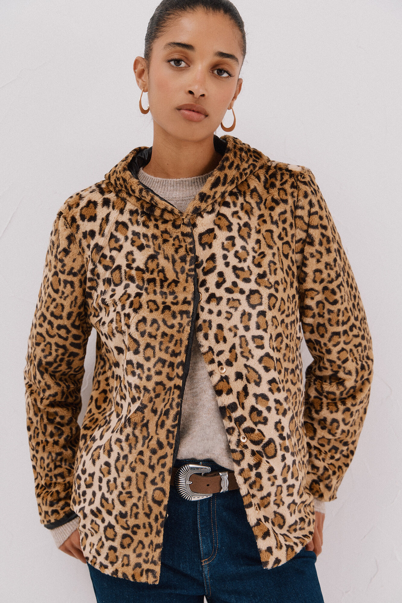 Cortefiel Short reversible faux fur jacket