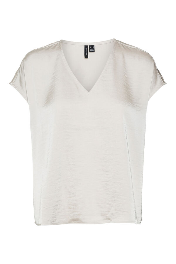 Cortefiel V-neck blouse with short sleeves. Beige