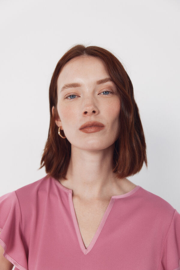 Cortefiel Contrasting piping jersey-knit top Lilac