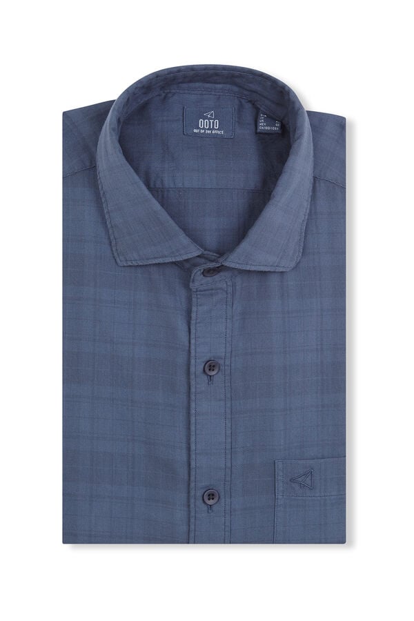 OOTO Overdyed checkered shirt Navy