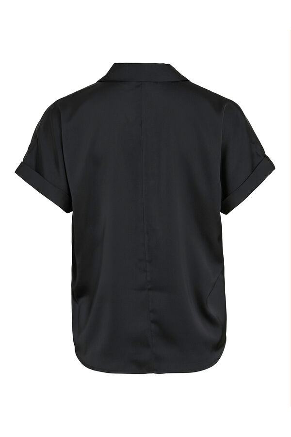 Vila Satin finish short-sleeved blouse Black