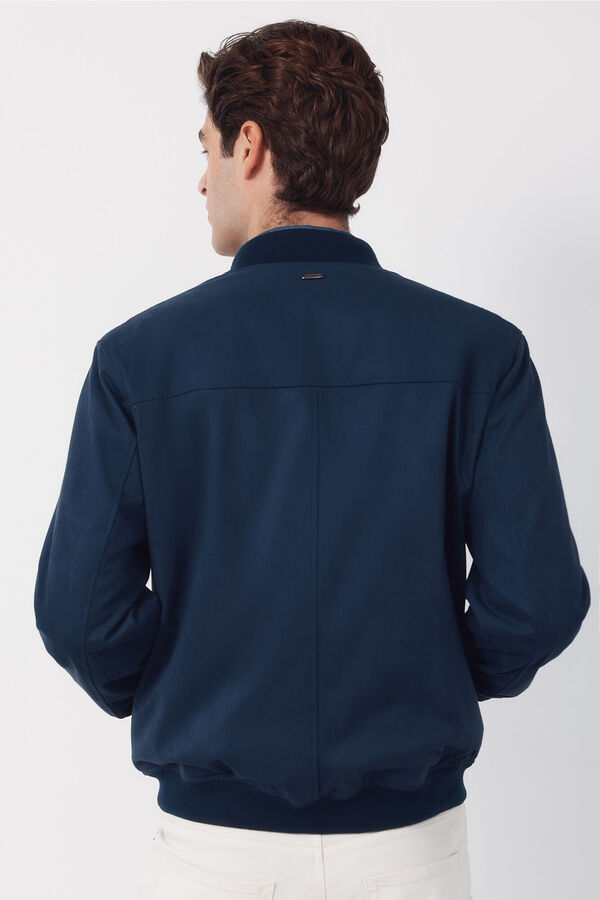 Cortefiel Faux suede bomber jacket Navy