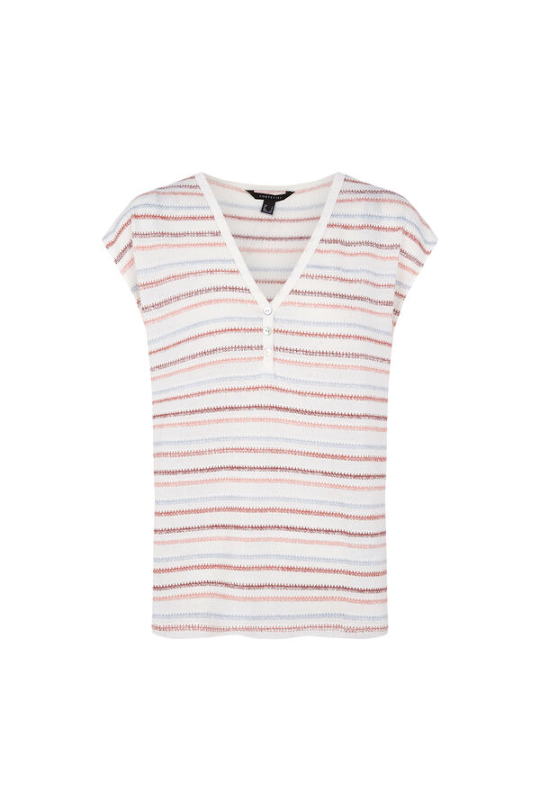 Cortefiel Striped structure T-shirt Blue