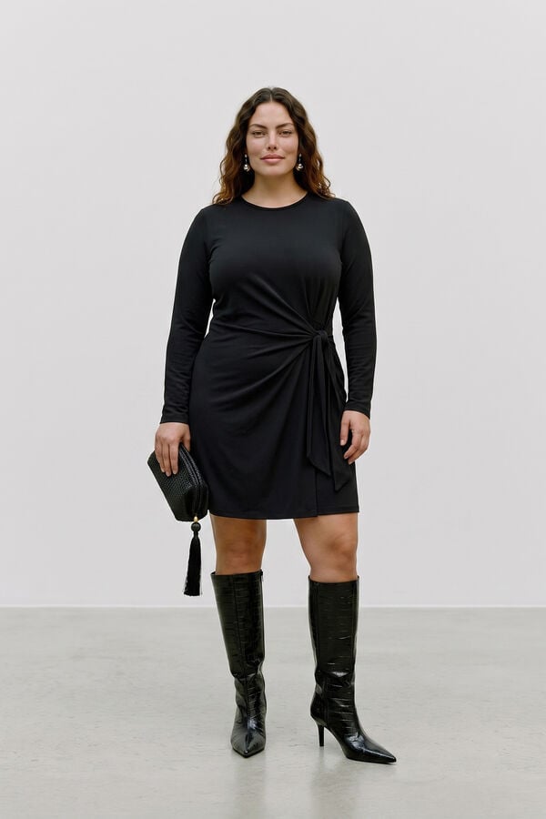 Vero Moda Curve Vestido curto com drapeado lateral Preto