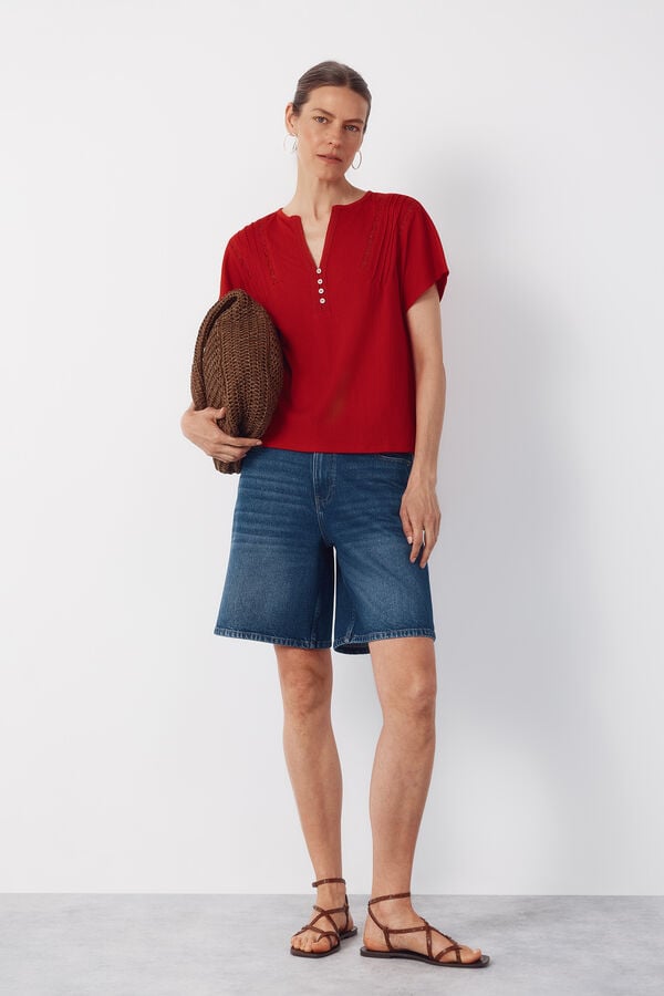 Cortefiel T-shirt fins Coral