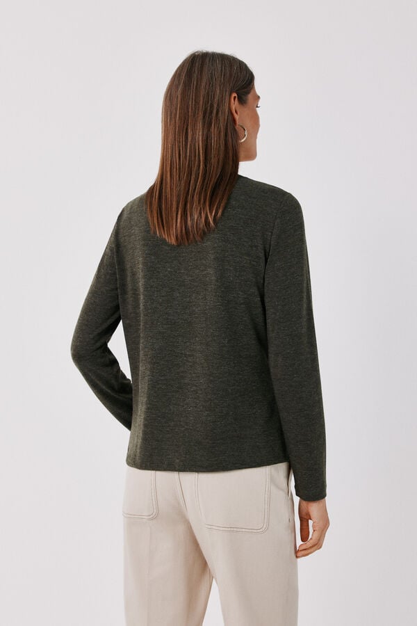 Cortefiel Long sleeve basic T-shirt Kaki