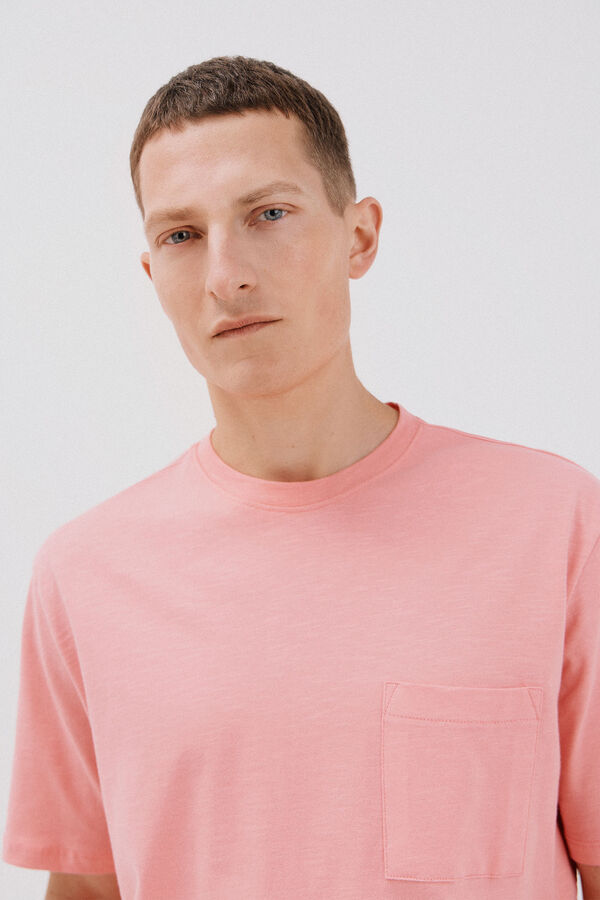 Cortefiel Plain slub t-shirt Coral