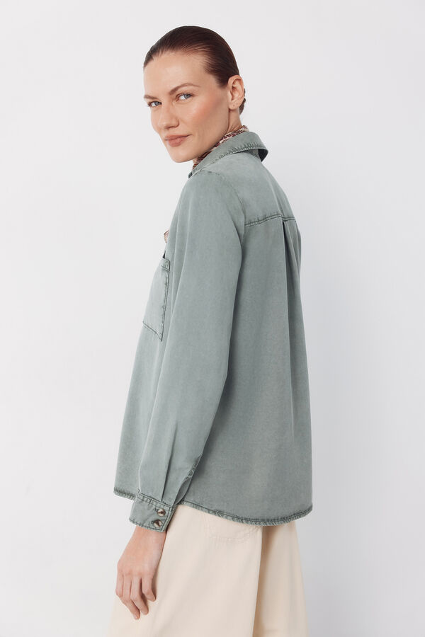 Cortefiel Camisa Vaquera Tencel Kaki