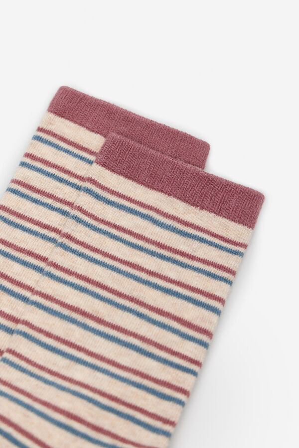 Cortefiel Striped print long socks Pink