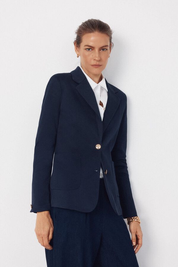 Cortefiel Piqu&eacute;-knit blazer Navy