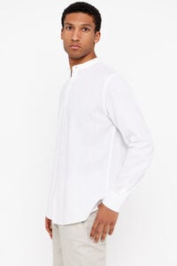 Cortefiel Camisa lino algodón cuello mao Blanco