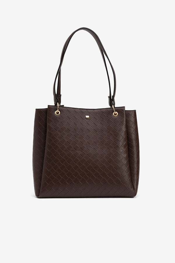 Vilanova Mala tote bag com textura de trama Castanho