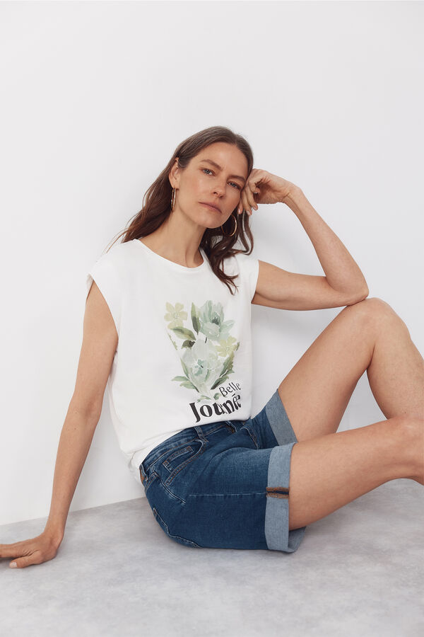Cortefiel T-shirt estampada Branco