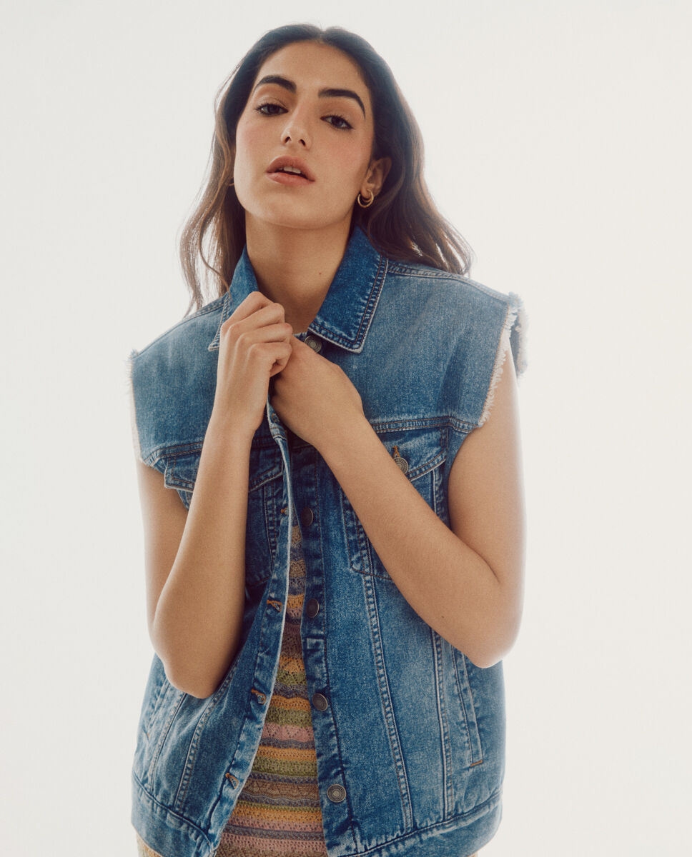 Denim discount waistcoat women's