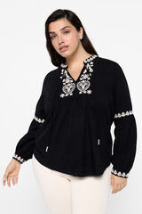 Cortefiel Long sleeve shirt with embroidered details plus size Black