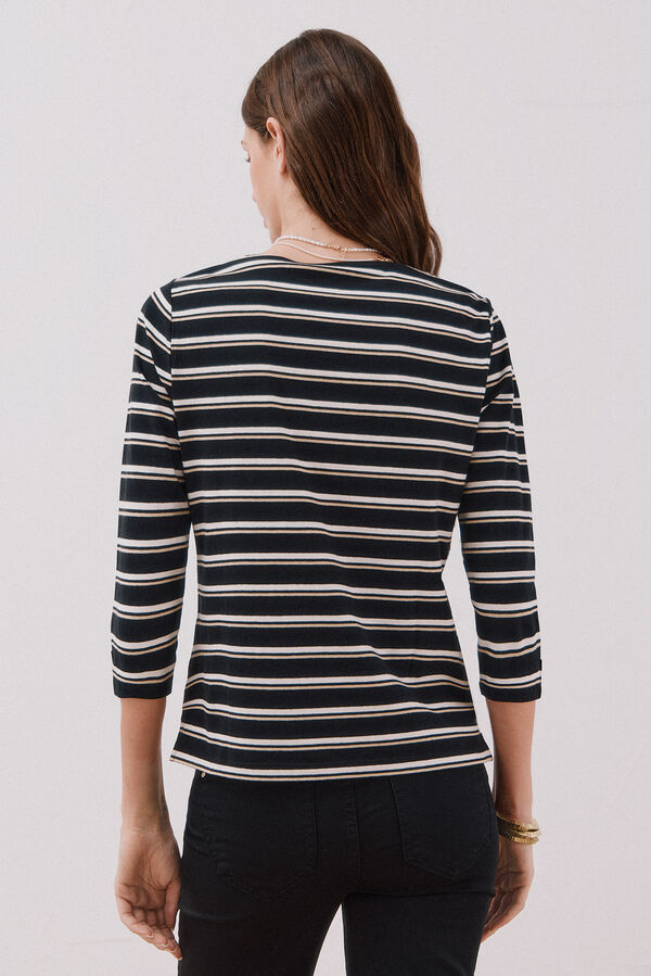 Cortefiel Essential boat neck T-shirt Printed grey