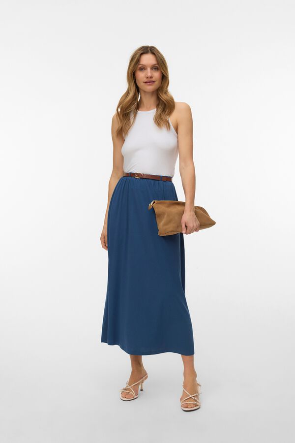 Vero Moda Saia midi em algod&atilde;o Azul