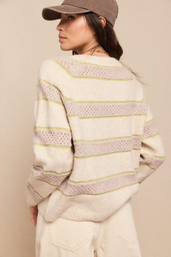 Slowlove Camisola riscas Tostado