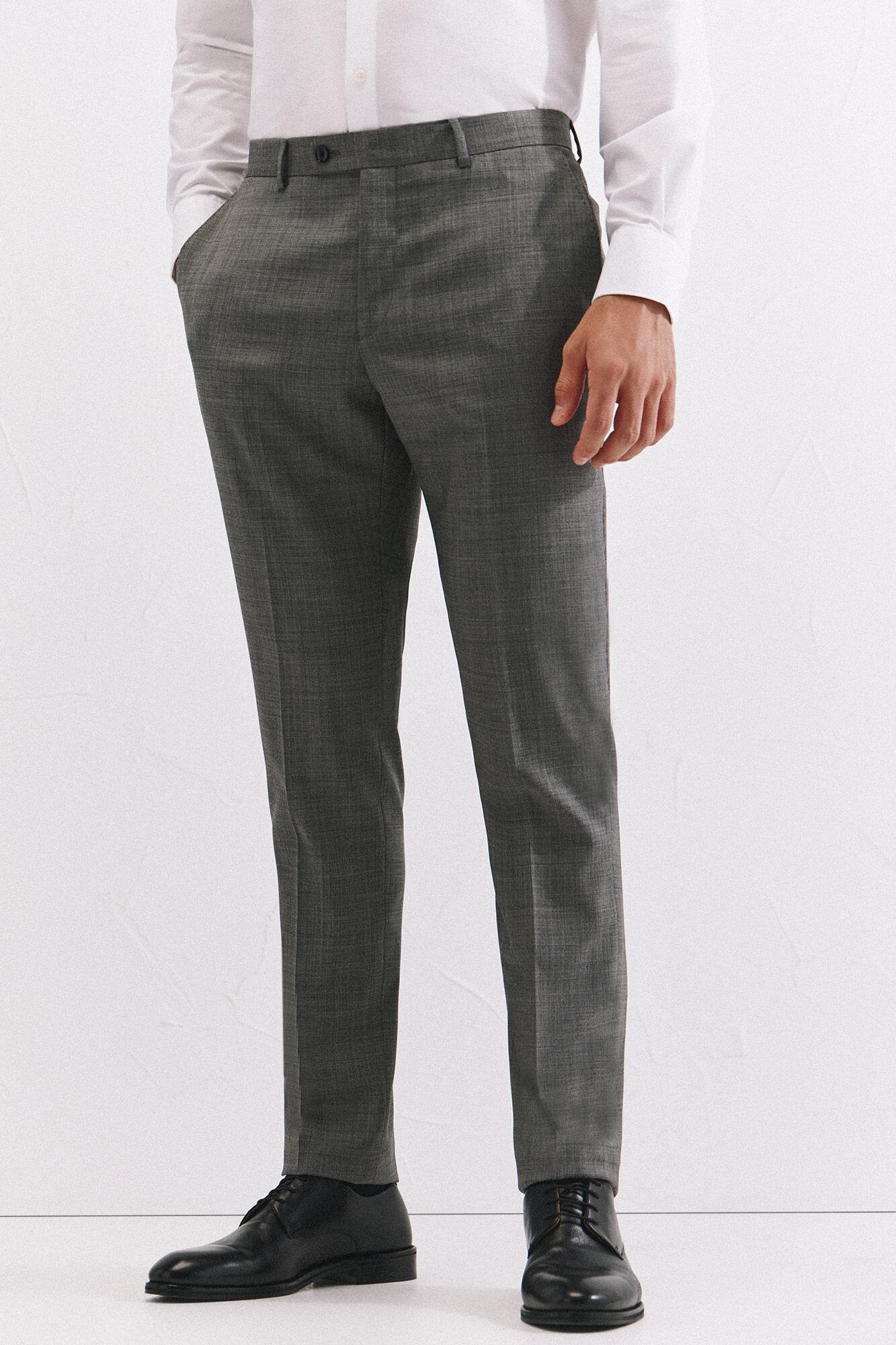 Cortefiel Slim fit grey structured trousers