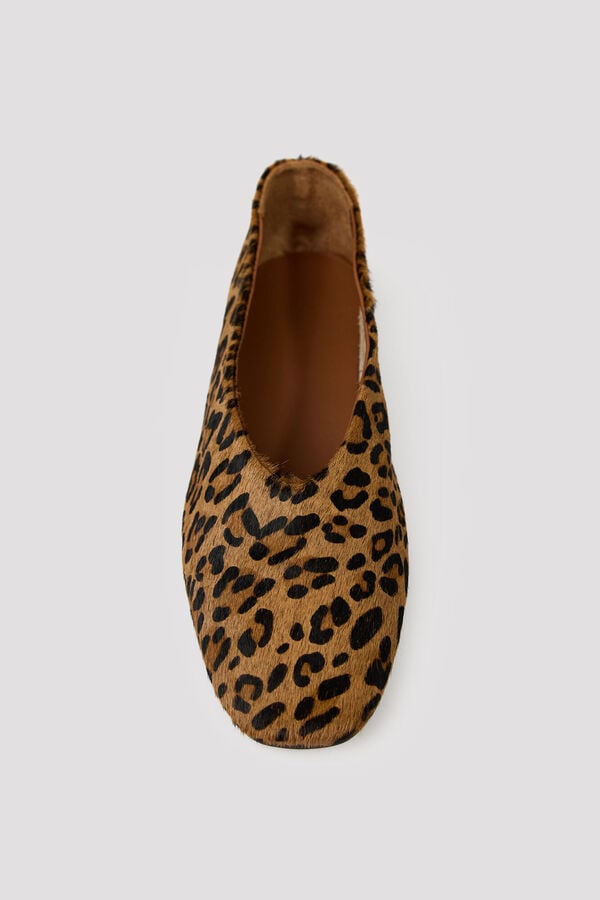 Cortefiel Bailarina piel animal print Estampado marr&oacute;n