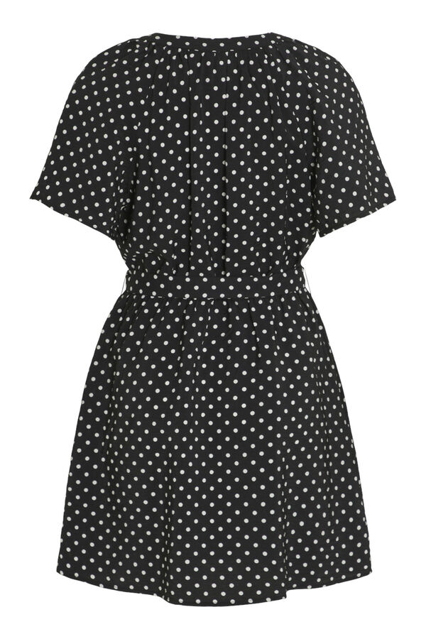 Cortefiel Short polka-dot dress with short sleeve Black