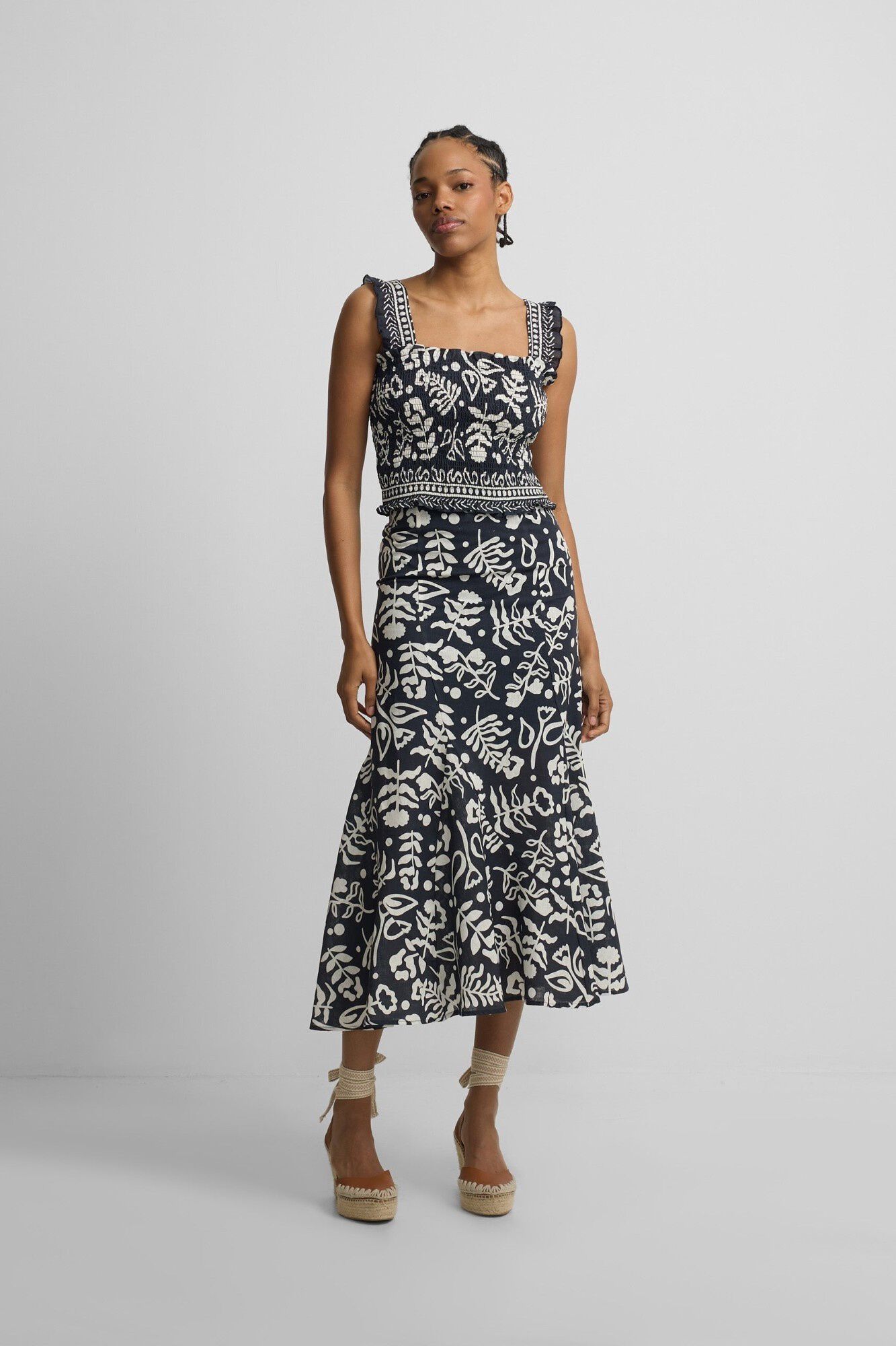 Silbon Falda fluida volantes estampado