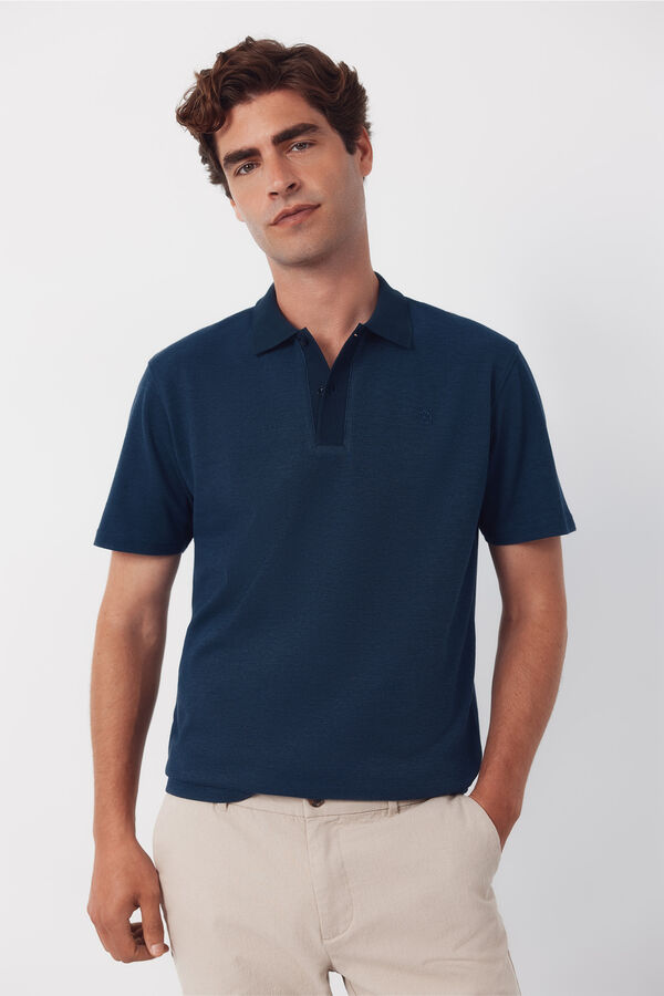 Cortefiel Textured polo shirt Navy