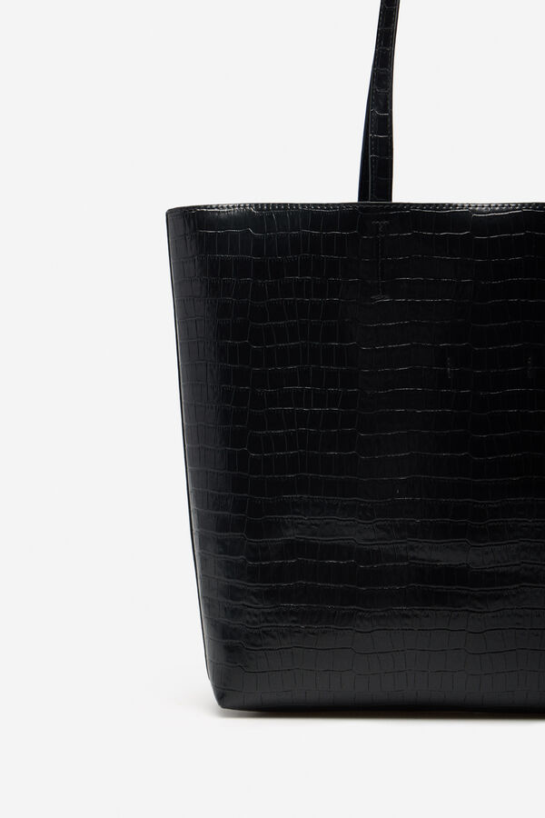 Cortefiel Animal texture shopper bag Black