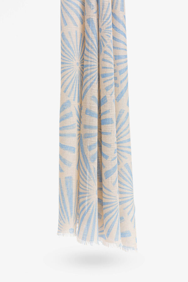 Cortefiel Geometric Floral Print Scarf Blue