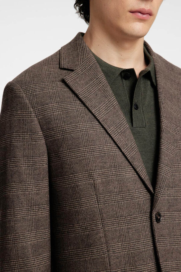 Selected Blazer de lã slim fit Castanho