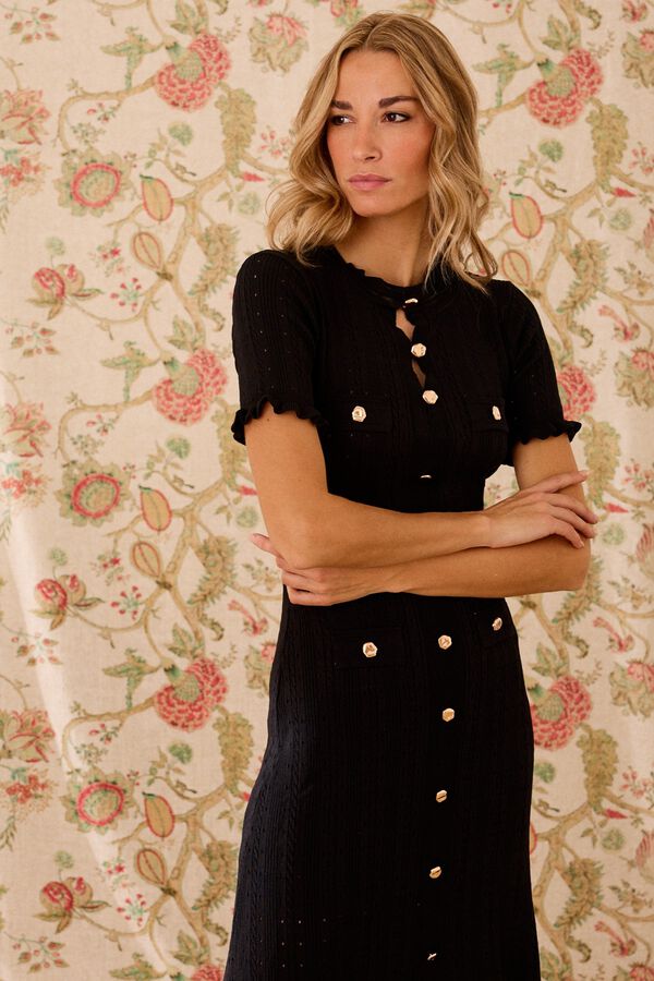 Pol&iacute;n Et Moi Vestido de malha Stella Preto