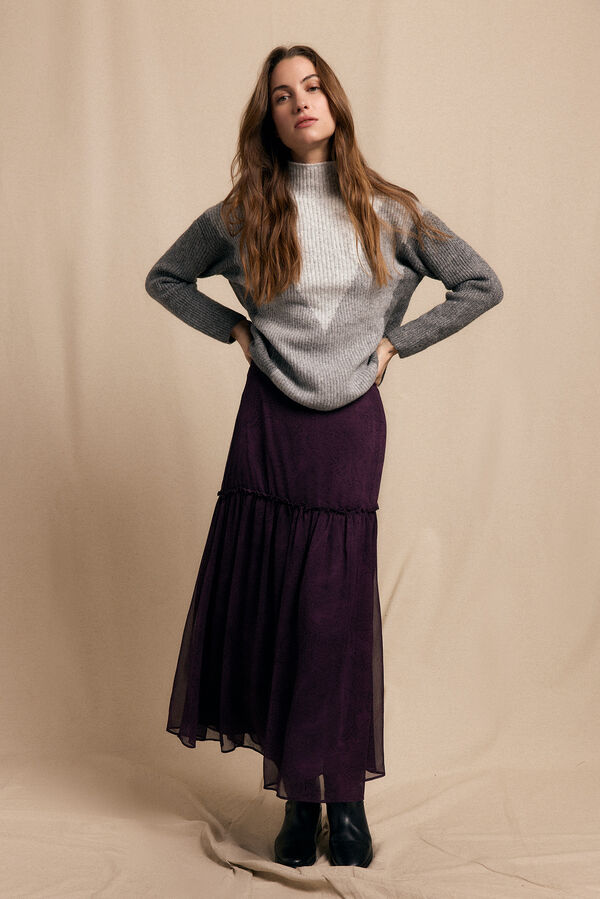 Slowlove Saia midi estampada Roxo