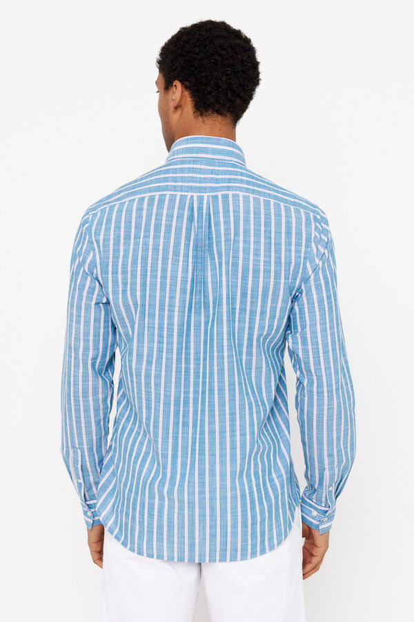 Cortefiel Striped slub shirt  Blue