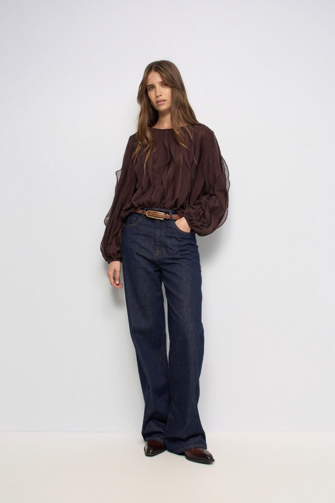 Salsa Jeans T-shirt de manga comprida com folhos