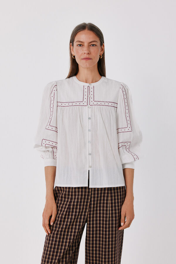 Cortefiel Embroidered blouse White