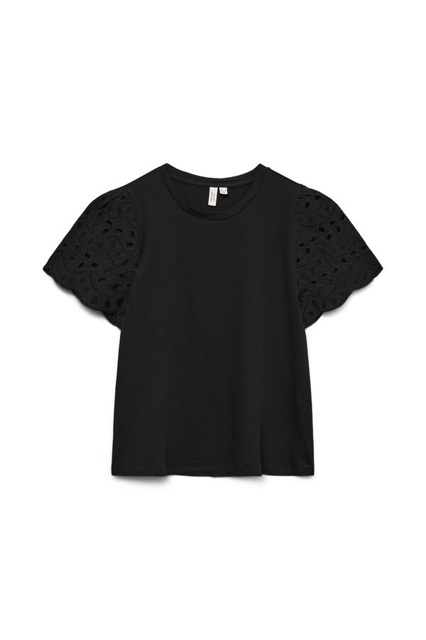 Vero Moda T-shirt manga curta com bordados Preto