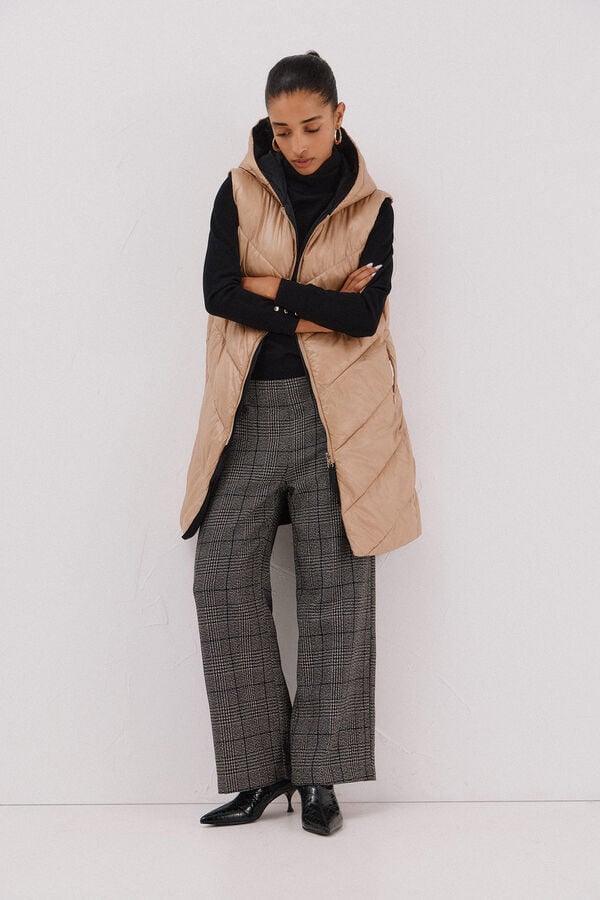 Cortefiel Long reversible gilet Beige